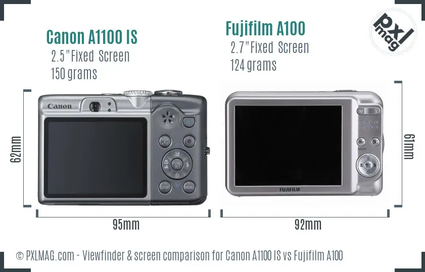 Canon A1100 IS vs Fujifilm A100 Screen and Viewfinder comparison Canon A1100 IS vs Fujifilm A100 Screen and Viewfinder comparison