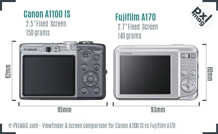 Canon A1100 IS vs Fujifilm A170 Screen and Viewfinder comparison Canon A1100 IS vs Fujifilm A170 Screen and Viewfinder comparison