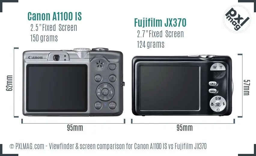 Canon A1100 IS vs Fujifilm JX370 Screen and Viewfinder comparison