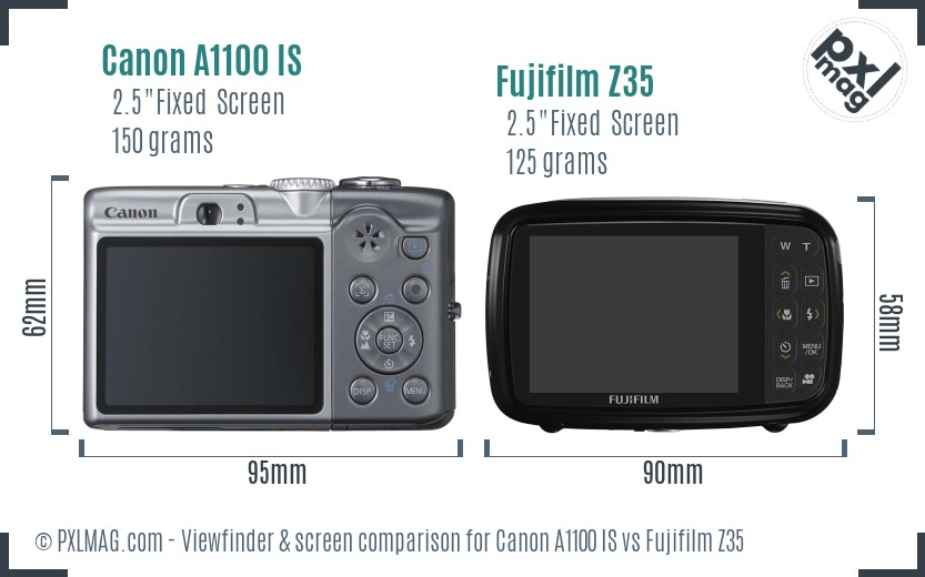 Canon A1100 IS vs Fujifilm Z35 Screen and Viewfinder comparison