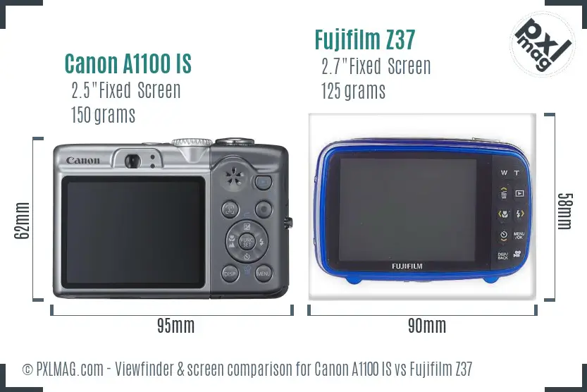 Canon A1100 IS vs Fujifilm Z37 Screen and Viewfinder comparison