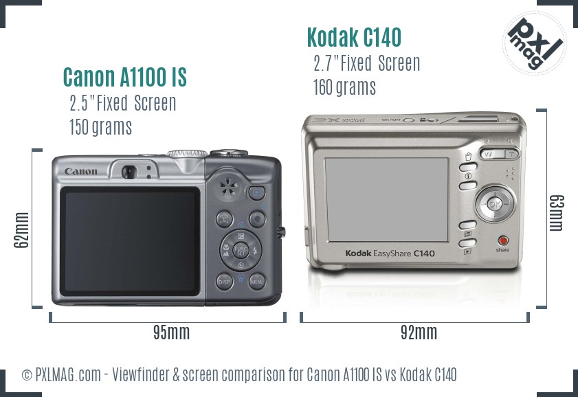 Canon A1100 IS vs Kodak C140 Screen and Viewfinder comparison
