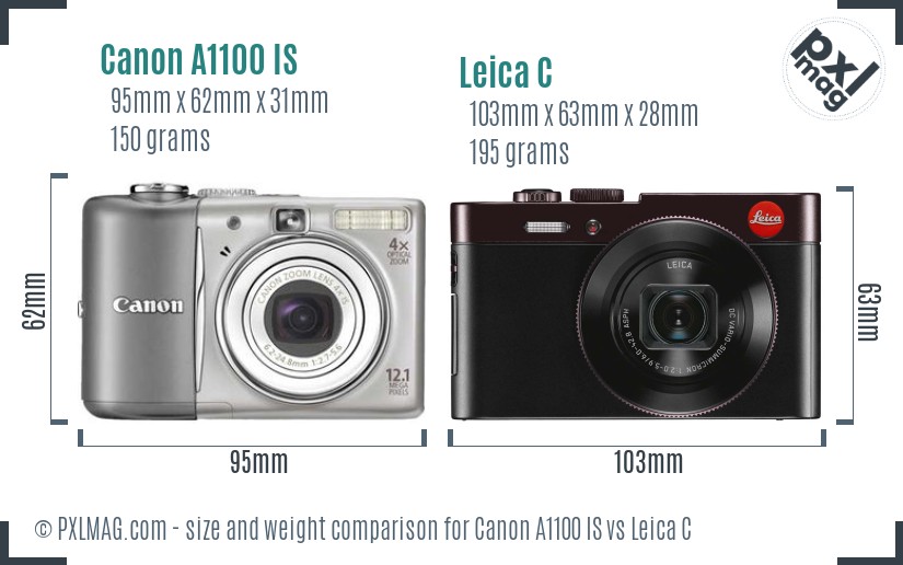 Canon A1100 IS vs Leica C size comparison