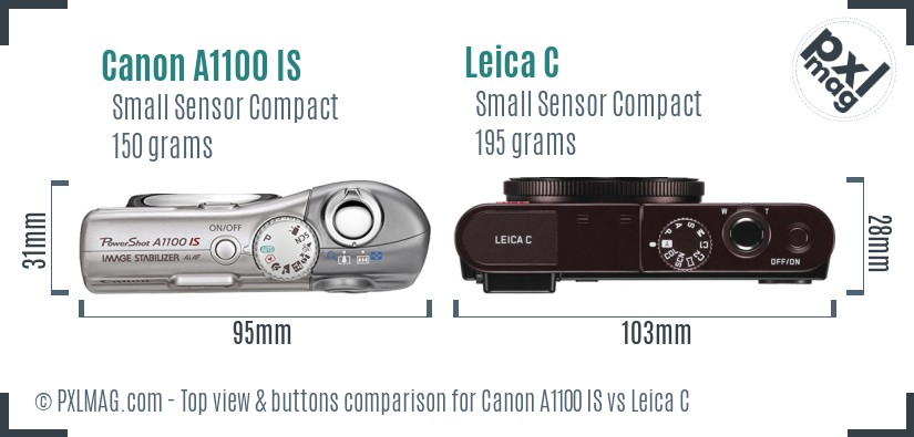 Canon A1100 IS vs Leica C top view buttons comparison