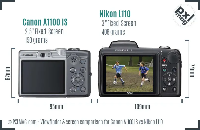 Canon A1100 IS vs Nikon L110 Screen and Viewfinder comparison Canon A1100 IS vs Nikon L110 Screen and Viewfinder comparison