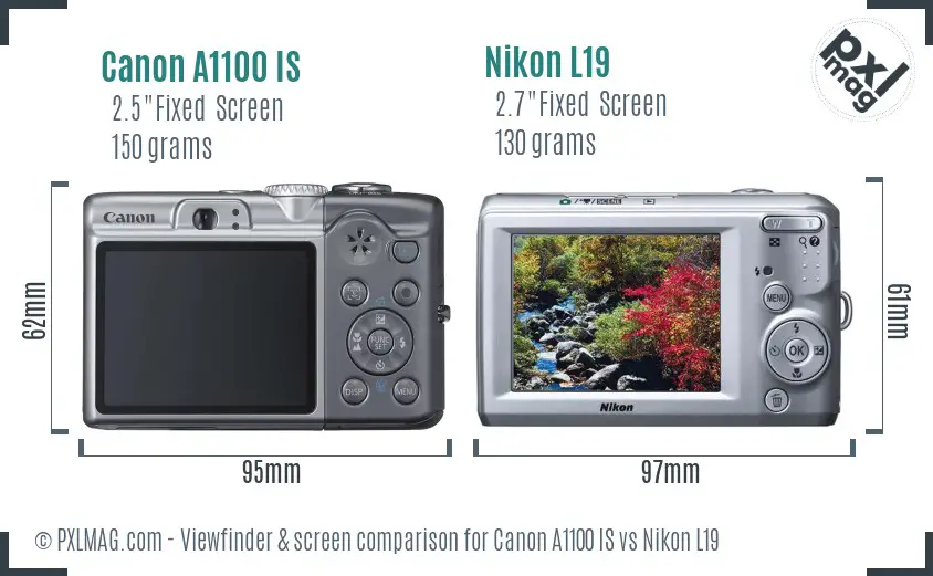 Canon A1100 IS vs Nikon L19 Screen and Viewfinder comparison Canon A1100 IS vs Nikon L19 Screen and Viewfinder comparison