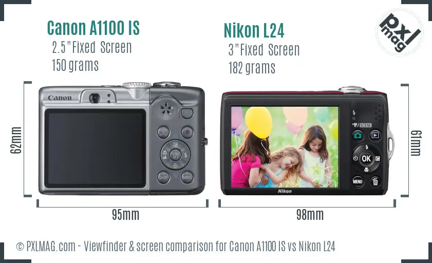 Canon A1100 IS vs Nikon L24 Screen and Viewfinder comparison Canon A1100 IS vs Nikon L24 Screen and Viewfinder comparison