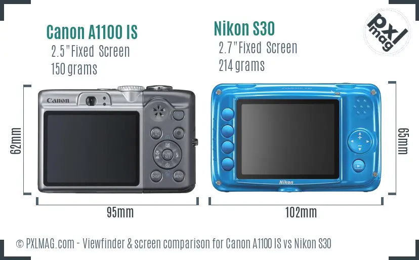 Canon A1100 IS vs Nikon S30 Screen and Viewfinder comparison Canon A1100 IS vs Nikon S30 Screen and Viewfinder comparison
