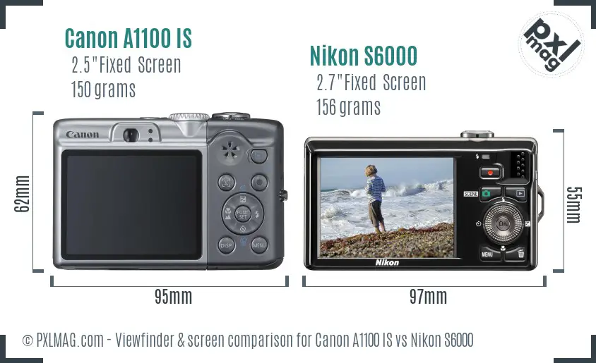 Canon A1100 IS vs Nikon S6000 Screen and Viewfinder comparison