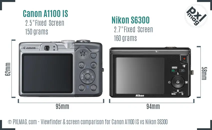 Canon A1100 IS vs Nikon S6300 Screen and Viewfinder comparison