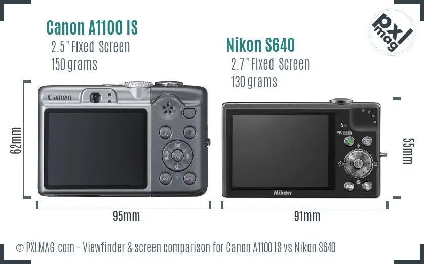 Canon A1100 IS vs Nikon S640 Screen and Viewfinder comparison