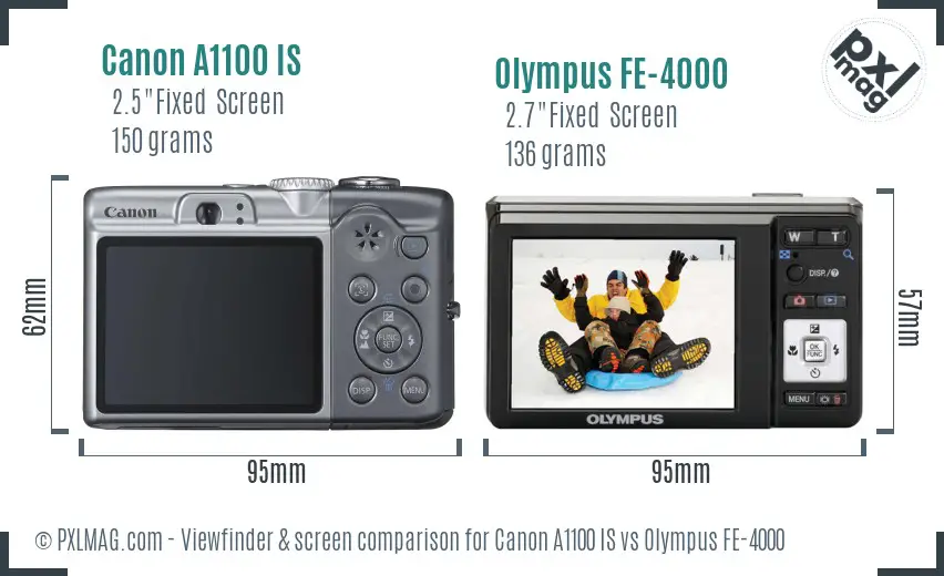 Canon A1100 IS vs Olympus FE-4000 Screen and Viewfinder comparison Canon A1100 IS vs Olympus FE-4000 Screen and Viewfinder comparison