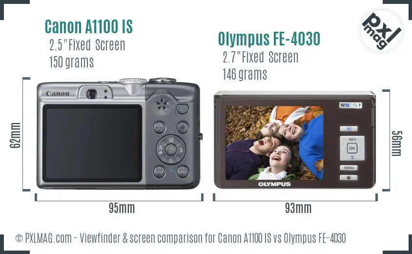 Canon A1100 IS vs Olympus FE-4030 Screen and Viewfinder comparison