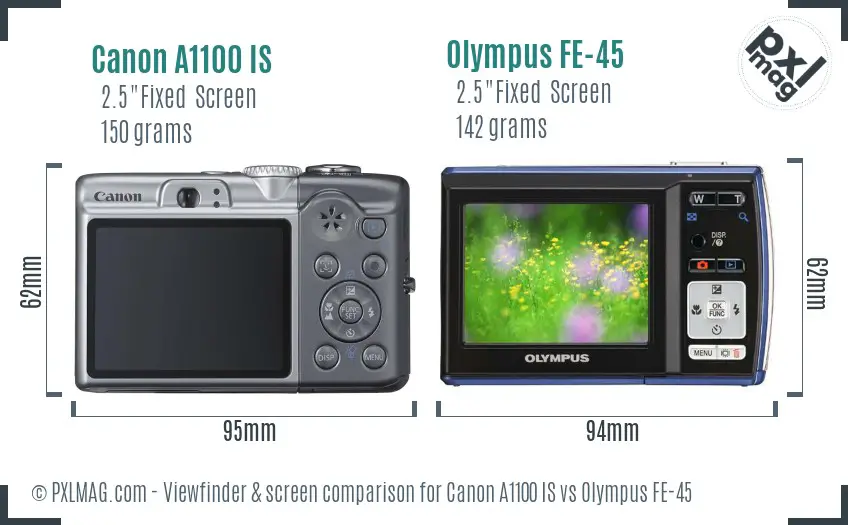 Canon A1100 IS vs Olympus FE-45 Screen and Viewfinder comparison