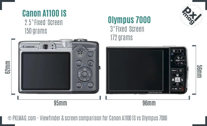 Canon A1100 IS vs Olympus 7000 Screen and Viewfinder comparison Canon A1100 IS vs Olympus 7000 Screen and Viewfinder comparison