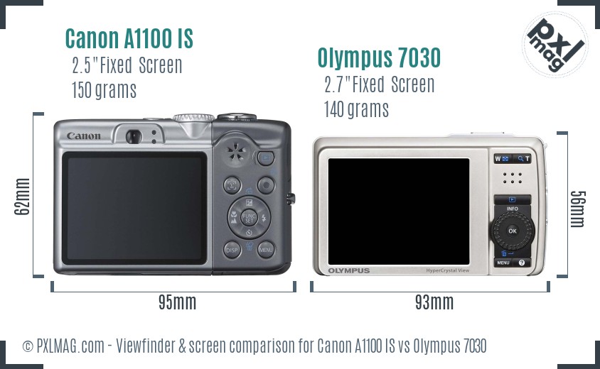 Canon A1100 IS vs Olympus 7030 Screen and Viewfinder comparison