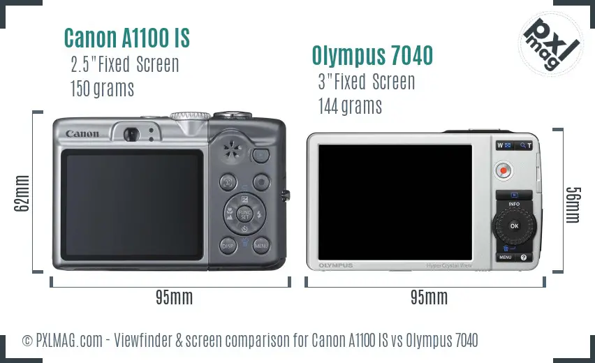 Canon A1100 IS vs Olympus 7040 Screen and Viewfinder comparison