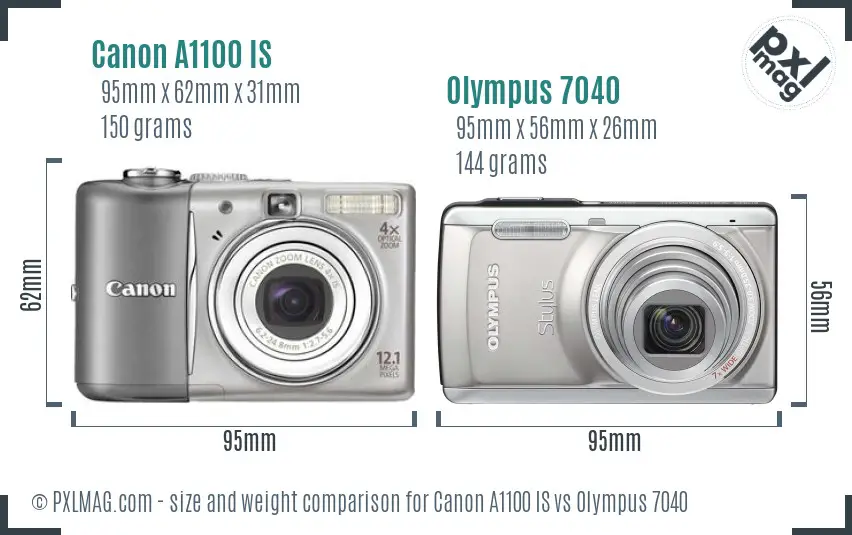 Canon A1100 IS vs Olympus 7040 size comparison