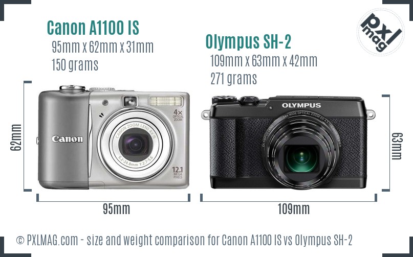 Canon A1100 IS vs Olympus SH-2 size comparison