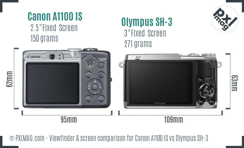Canon A1100 IS vs Olympus SH-3 Screen and Viewfinder comparison