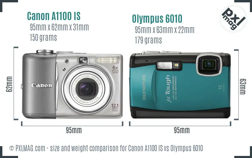 Canon A1100 IS vs Olympus 6010 size comparison