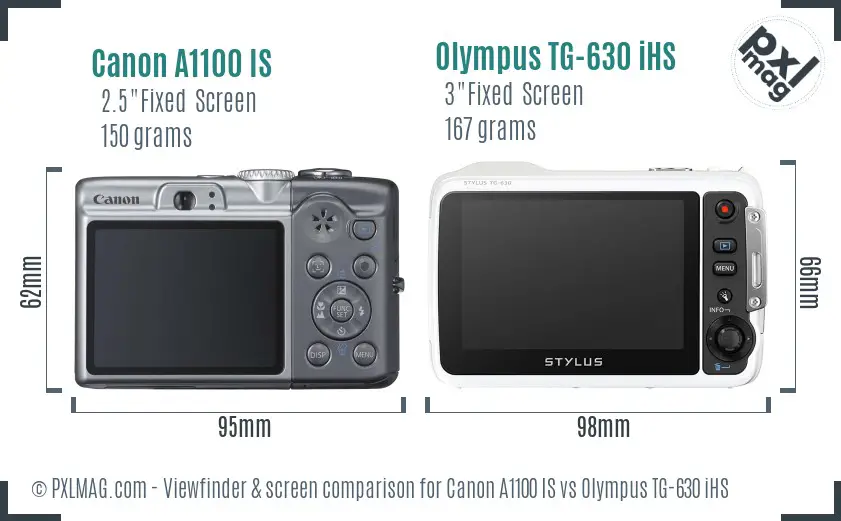 Canon A1100 IS vs Olympus TG-630 iHS Screen and Viewfinder comparison