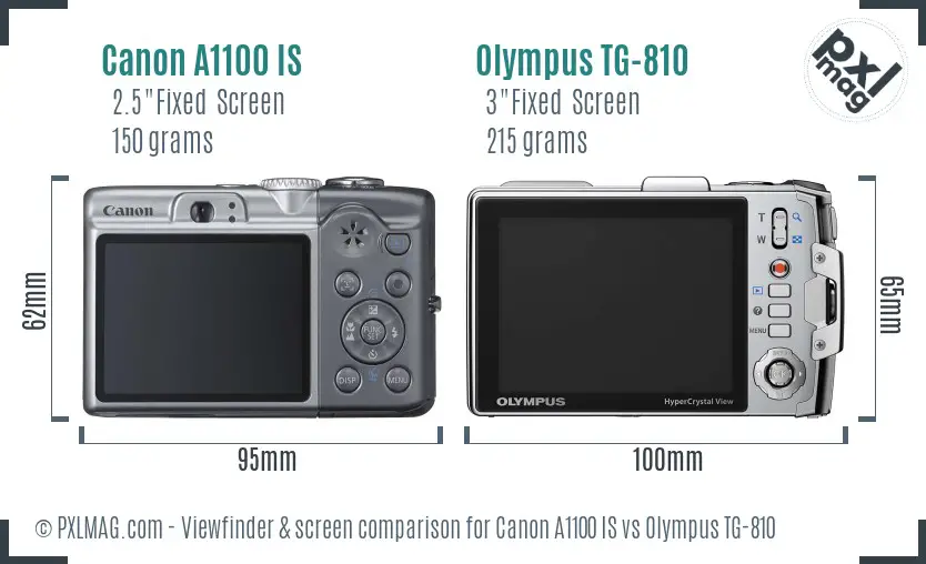 Canon A1100 IS vs Olympus TG-810 Screen and Viewfinder comparison