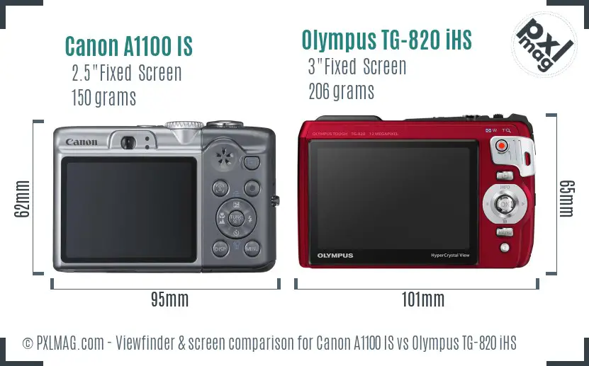 Canon A1100 IS vs Olympus TG-820 iHS Screen and Viewfinder comparison
