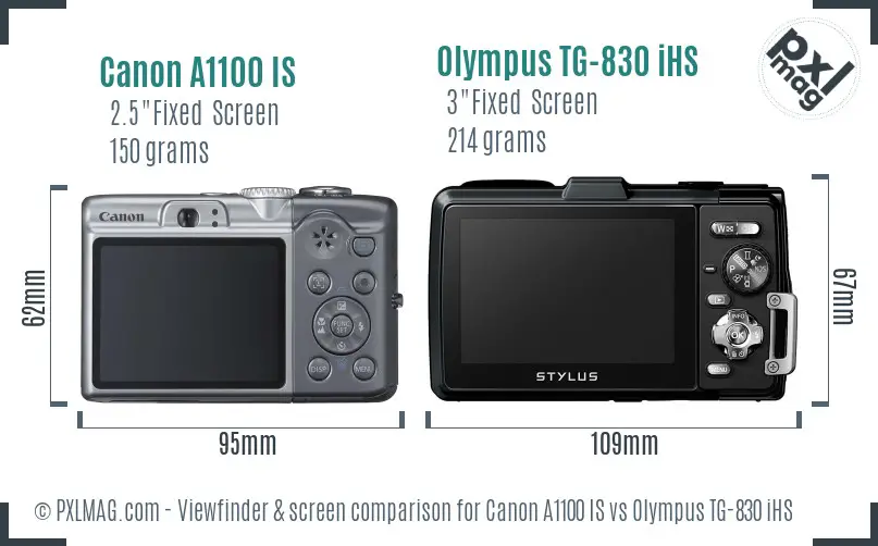 Canon A1100 IS vs Olympus TG-830 iHS Screen and Viewfinder comparison