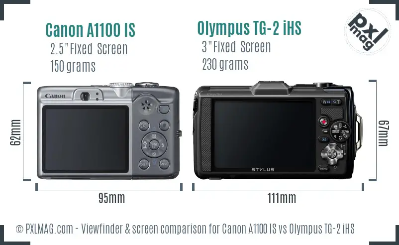 Canon A1100 IS vs Olympus TG-2 iHS Screen and Viewfinder comparison