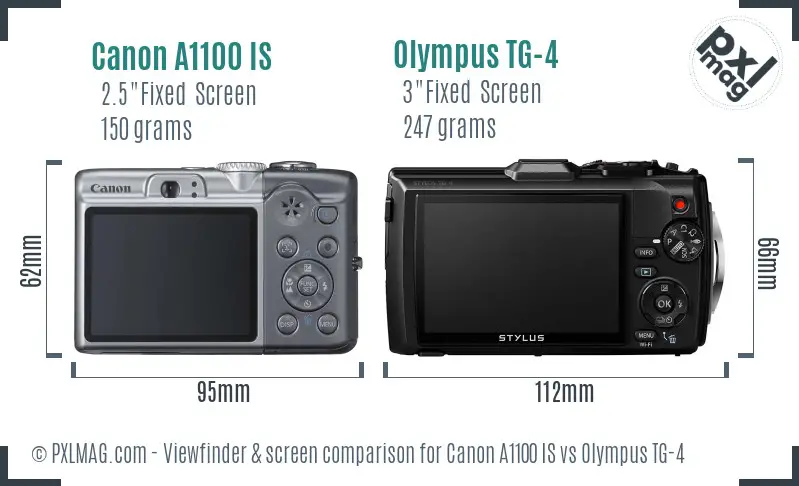 Canon A1100 IS vs Olympus TG-4 Screen and Viewfinder comparison Canon A1100 IS vs Olympus TG-4 Screen and Viewfinder comparison