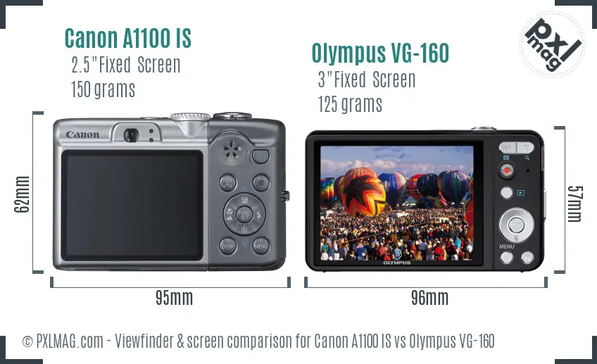 Canon A1100 IS vs Olympus VG-160 Screen and Viewfinder comparison