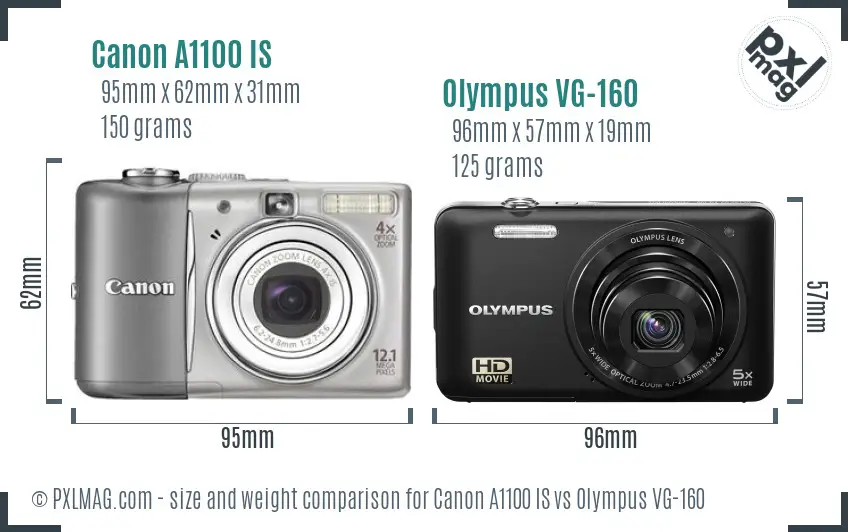 Canon A1100 IS vs Olympus VG-160 size comparison