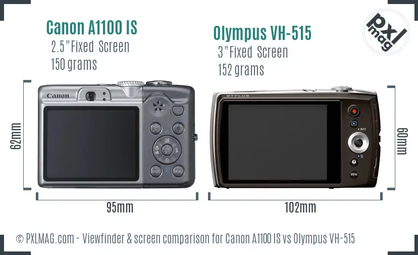 Canon A1100 IS vs Olympus VH-515 Screen and Viewfinder comparison