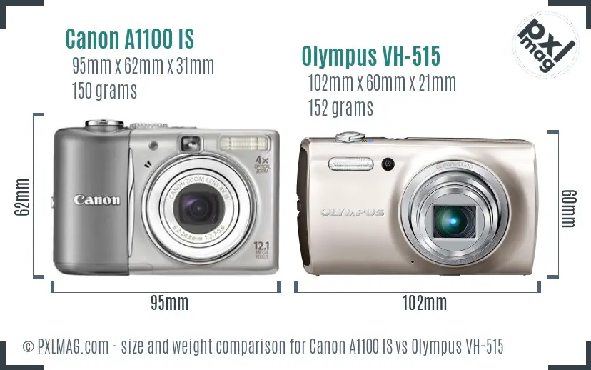 Canon A1100 IS vs Olympus VH-515 size comparison