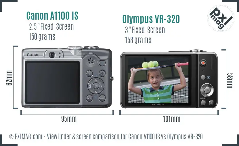 Canon A1100 IS vs Olympus VR-320 Screen and Viewfinder comparison