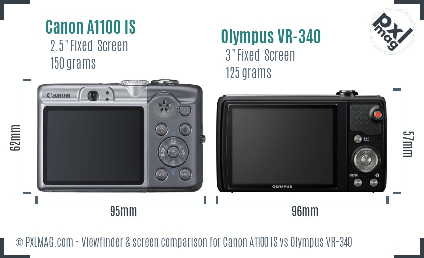 Canon A1100 IS vs Olympus VR-340 Screen and Viewfinder comparison