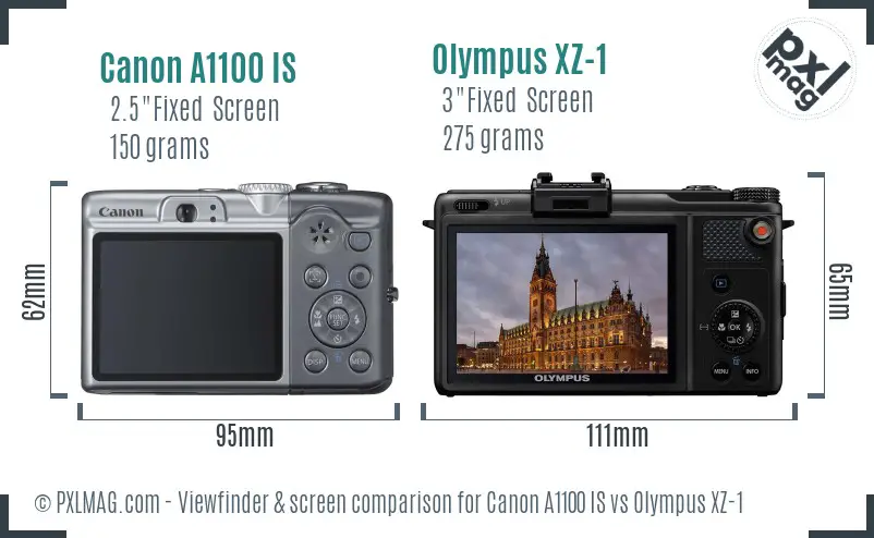 Canon A1100 IS vs Olympus XZ-1 Screen and Viewfinder comparison Canon A1100 IS vs Olympus XZ-1 Screen and Viewfinder comparison