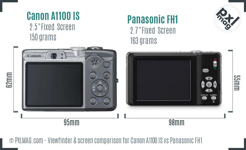 Canon A1100 IS vs Panasonic FH1 Screen and Viewfinder comparison