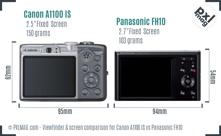 Canon A1100 IS vs Panasonic FH10 Screen and Viewfinder comparison