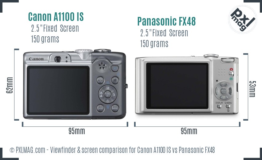 Canon A1100 IS vs Panasonic FX48 Screen and Viewfinder comparison