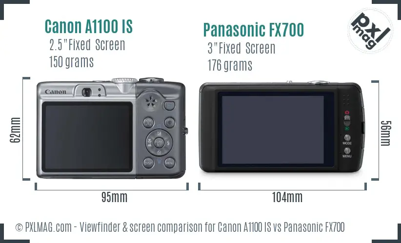 Canon A1100 IS vs Panasonic FX700 Screen and Viewfinder comparison