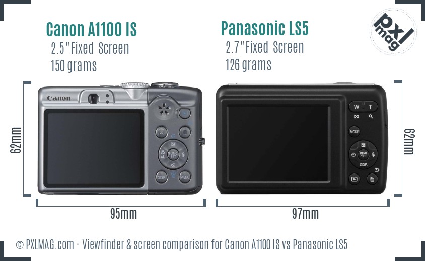 Canon A1100 IS vs Panasonic LS5 Screen and Viewfinder comparison