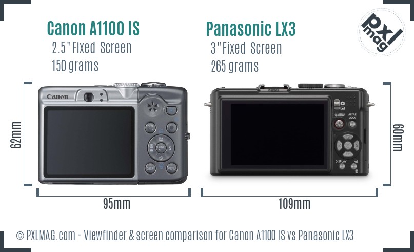 Canon A1100 IS vs Panasonic LX3 Screen and Viewfinder comparison