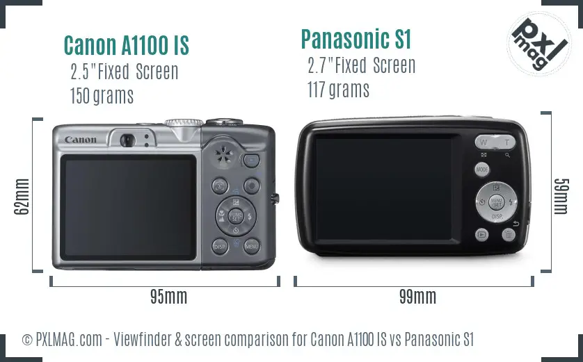 Canon A1100 IS vs Panasonic S1 Screen and Viewfinder comparison
