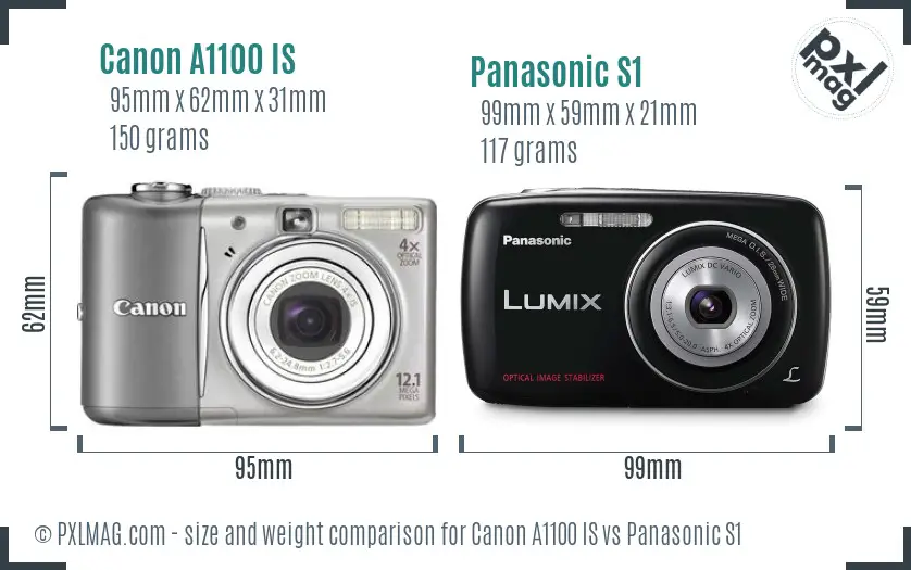 Canon A1100 IS vs Panasonic S1 size comparison