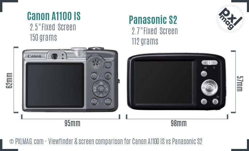 Canon A1100 IS vs Panasonic S2 Screen and Viewfinder comparison