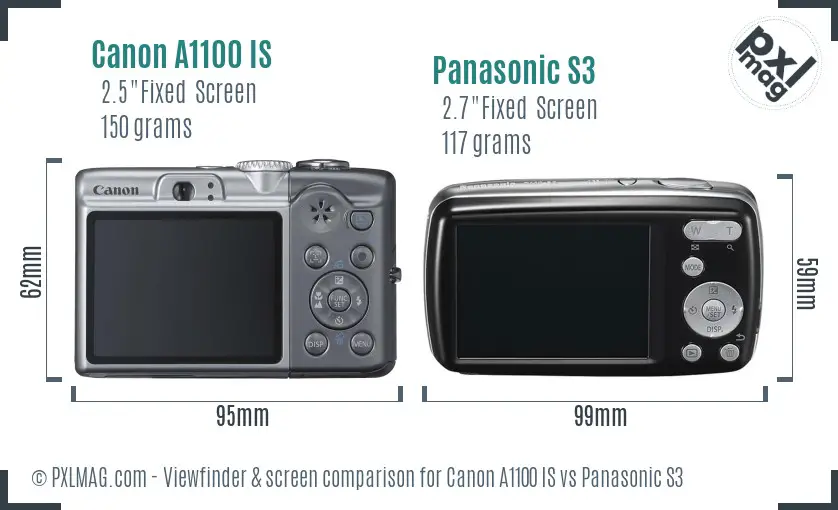 Canon A1100 IS vs Panasonic S3 Screen and Viewfinder comparison