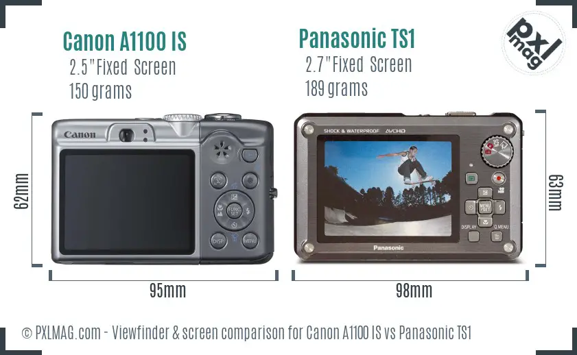 Canon A1100 IS vs Panasonic TS1 Screen and Viewfinder comparison