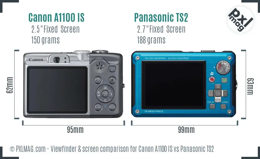 Canon A1100 IS vs Panasonic TS2 Screen and Viewfinder comparison Canon A1100 IS vs Panasonic TS2 Screen and Viewfinder comparison